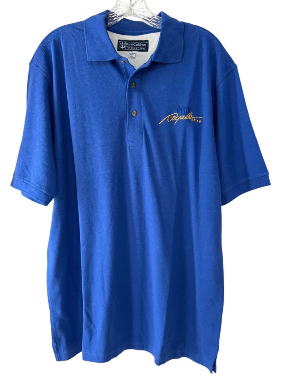 Royal Caribbean Club Royale Polo Shirt Blue Embroidered Casino Men's Large 100%